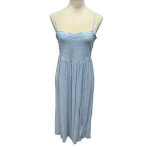 Soft Girl Blue Floral Midi Sundress Aeropostale Smocked Cottagecore Size L